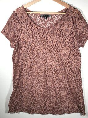 Tutta Bella Maternity Women's XL Copper Lace Short Sleeve Top